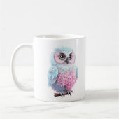 Kute Pastel Roze en Blauwe Cartoon Owl Koffiemok (Links)