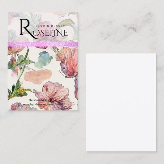 Kute pastelkleur paarse bloem Veroorbaar beeldsche Visitekaartje (Voorkant / Achterkant)