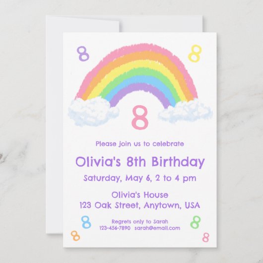 Kute pastelregenboog en wolken op zaterdag kaart (Voorkant)