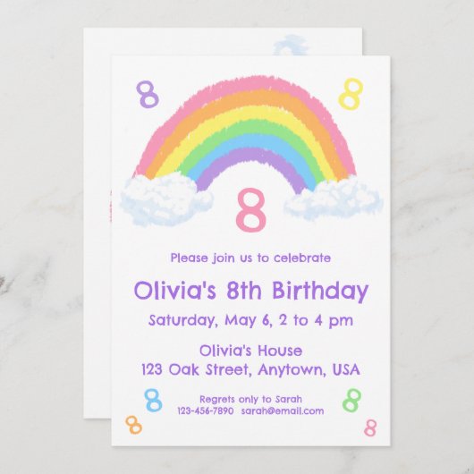 Kute pastelregenboog en wolken op zaterdag kaart (Voorkant / Achterkant)