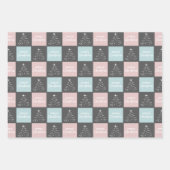 Kute pastelroze en blauw kerstpatroon inpakpapier vel (Voorkant)