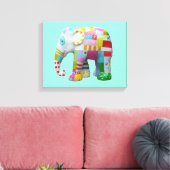 Kute patchwork speelgoed olifant kinder retro whim canvas afdruk (Insitu (Woonkamer))