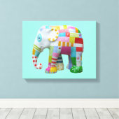 Kute patchwork speelgoed olifant kinder retro whim canvas afdruk (Insitu (Houten vloer))