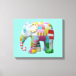 Kute patchwork speelgoed olifant kinder retro whim canvas afdruk