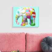Kute patchwork speelgoed olifant kinder retro whim canvas afdruk (Insitu (Woonkamer))
