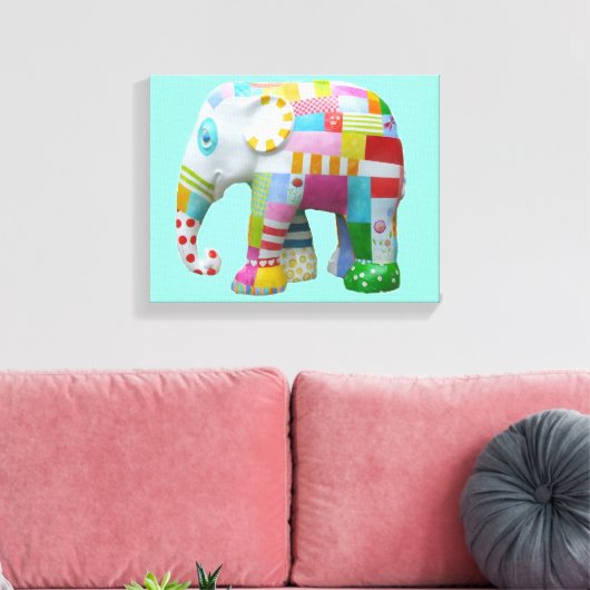 Kute patchwork speelgoed olifant kinder retro whim canvas afdruk (Insitu (Woonkamer))