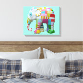 Kute patchwork speelgoed olifant kinder retro whim canvas afdruk (Insitu (Slaapkamer))