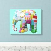 Kute patchwork speelgoed olifant kinder retro whim canvas afdruk (Insitu (Houten vloer))