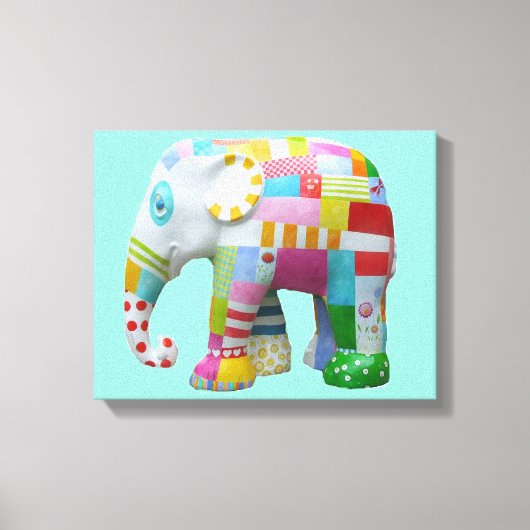 Kute patchwork speelgoed olifant kinder retro whim canvas afdruk (Voorkant)