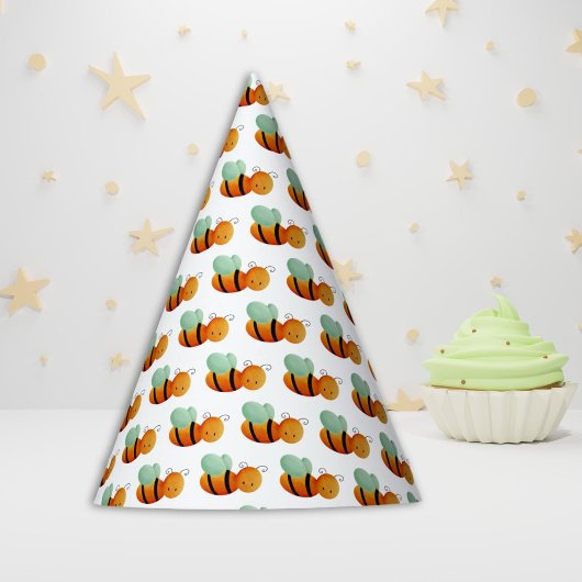 Kute patterted Little Bee met Blue Wings Feesthoedjes