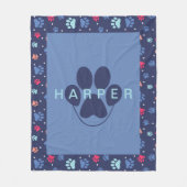 Kute Paw-afdrukken - Aangepast blauw fragment Fleece Deken (Voorkant)