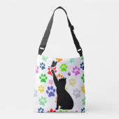 Kute Paw Pattern Cat Chasing a vlinder Crossbody Tas (Voorkant)