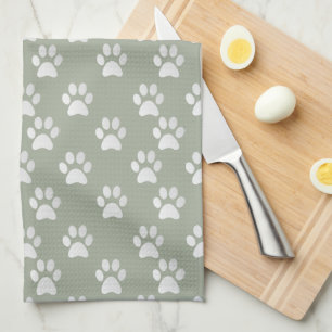Kute Paw Pattern Cat Chasing a vlinder Theedoek