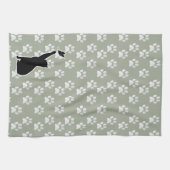 Kute Paw Pattern Cat Chasing a vlinder Theedoek (Horizontaal)