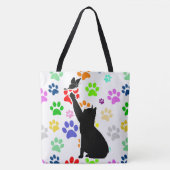 Kute Paw Pattern Cat Chasing a vlinder Tote Bag (Voorkant)