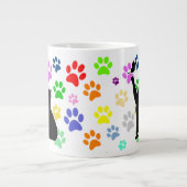 Kute Paw Pattern en Cat Chasing a vlinder Grote Koffiekop (Voorkant)
