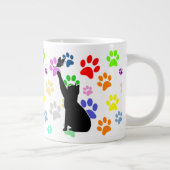 Kute Paw Pattern en Cat Chasing a vlinder Grote Koffiekop (Rechts)