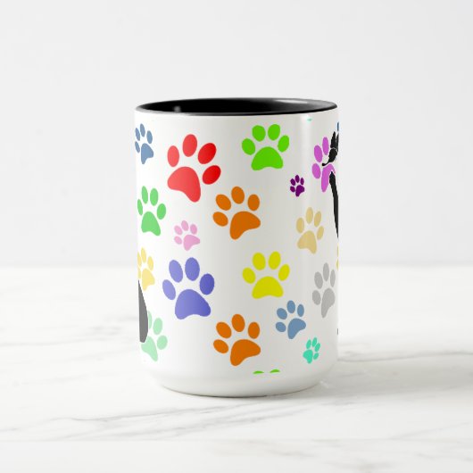 Kute Paw Pattern en Cat Chasing a vlinder Mok (Midden)