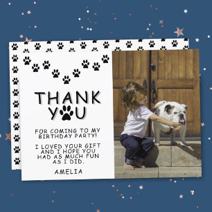 Kute Paw Prints Black Birthday - Foto Kaart