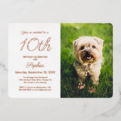 Kute Paw Prints Pet Birthday Roos Gold Folie Uitnodiging (Voorkant)