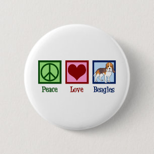 Kute Peace Love Beagles Ronde Button 5,7 Cm