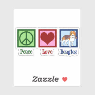 Kute Peace Love Beagles Sticker