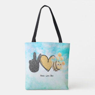 Kute Peace Love bijen All-in-Print Tote Bag