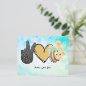 Kute Peace Love bijen Briefkaart (Staand voorkant)