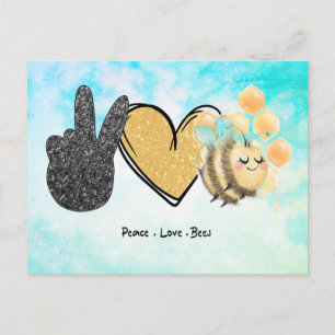 Kute Peace Love bijen Briefkaart