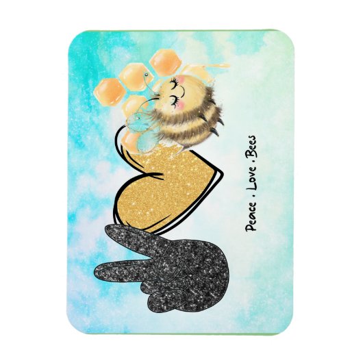 Kute Peace Love bijen Magneet (Verticaal)