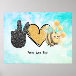 Kute Peace Love bijen Poster