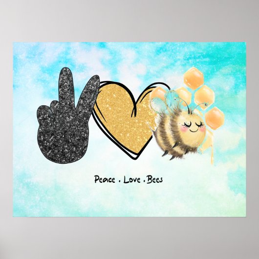 Kute Peace Love bijen Poster (Voorkant)