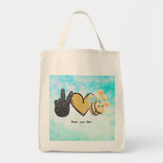 Kute Peace Love bijen Tote Bag (Voorkant)