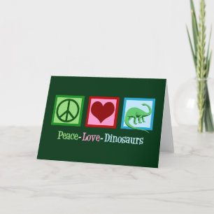 Kute Peace Love Dinosaur-kerst Feestdagen Kaart