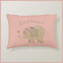 Kute Peach Abstract Elephant Accent Kussen