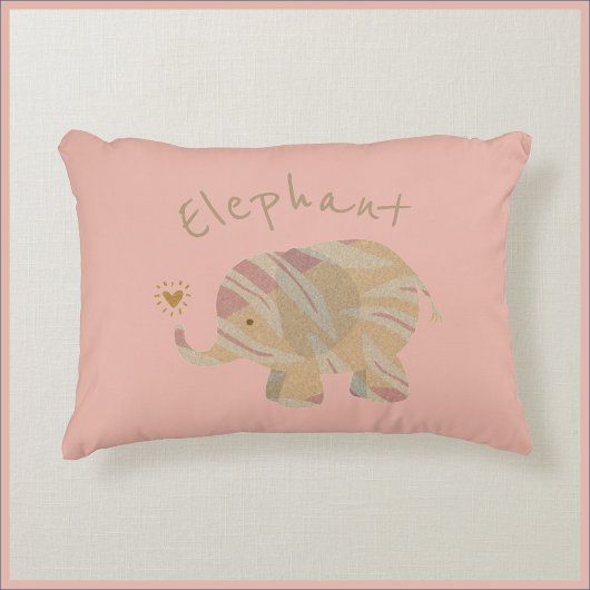 Kute Peach Abstract Elephant Accent Kussen