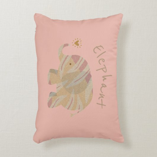Kute Peach Abstract Elephant Accent Kussen (Voorkant(Verticaal))