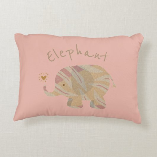 Kute Peach Abstract Elephant Accent Kussen (Achterkant)