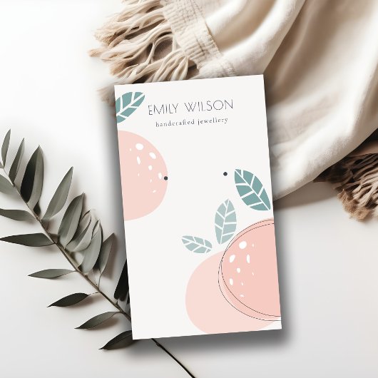 Kute Peach Abstract Fruit Bold Earning Display Visitekaartje