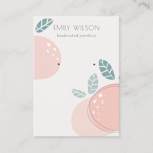 Kute Peach Abstract Fruity Stud Earning Display Visitekaartje (Voorkant)