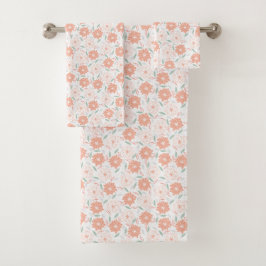 Kute Peach Country Floral Pattern Bad Handdoek