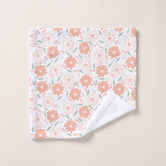 Kute Peach Country Floral Pattern Bad Handdoek (Wasdoekje)