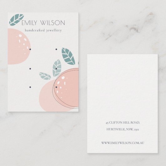 Kute Peach Fruit Abstract Bold 3 Earning Display Visitekaartje (Voorkant / Achterkant)