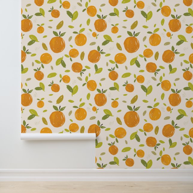 Kute peach Fruit Patroon Behang (Applicatie)