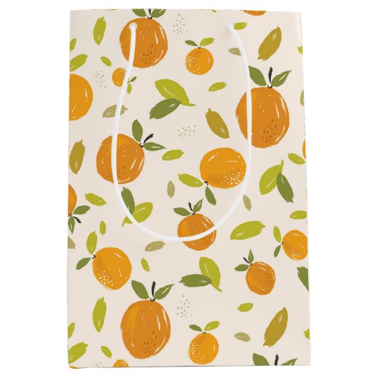 Kute peach Fruit Patroon Medium Cadeauzakje (Voorkant)