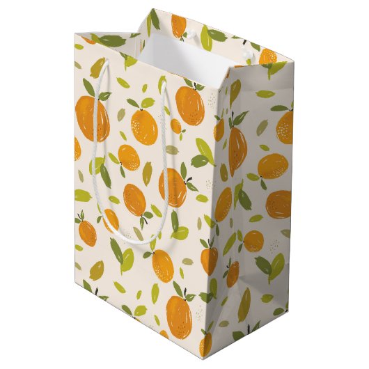 Kute peach Fruit Patroon Medium Cadeauzakje (Achterkant Gekanteld)