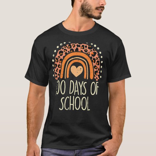 Kute Peach Leopard Rainbow 100 Days School 100th D T-shirt (Voorkant)