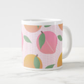 Kute Peach Oranje Fruit Pattern Roze Grote Koffiekop (Voorkant rechts)