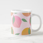 Kute Peach Oranje Fruit Pattern Roze Grote Koffiekop (Rechts)