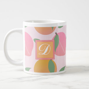 Kute Peach Oranje Fruit Pattern Roze Grote Koffiekop
